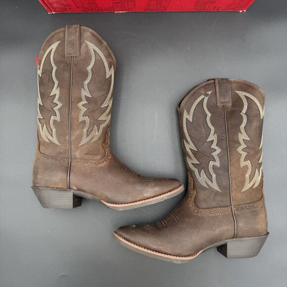 Justin Rosella Western Boots Womens Chocolate 11B Round Toe Embroidered Cowboy - Picture 8 of 16